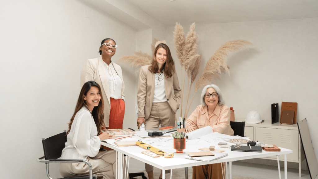 Group of women working at an architecture firm