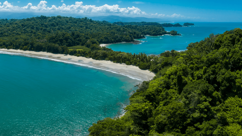 an aerial view of the beach in costa rica