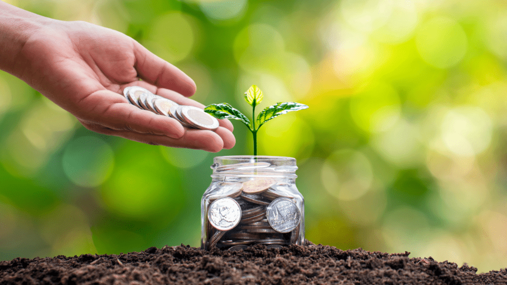 a coins in a jar