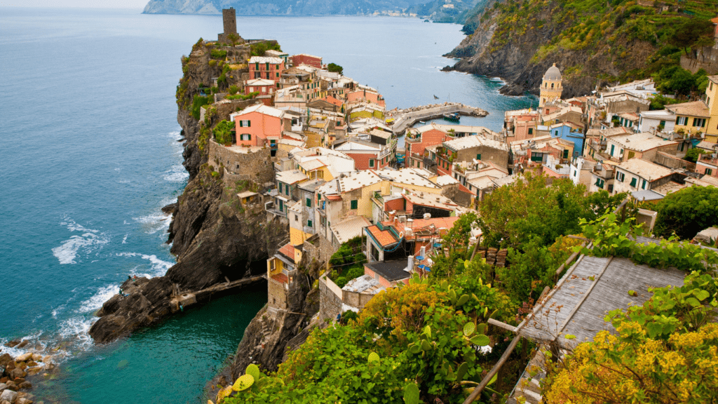 the town of cinque terre on the coast of italy