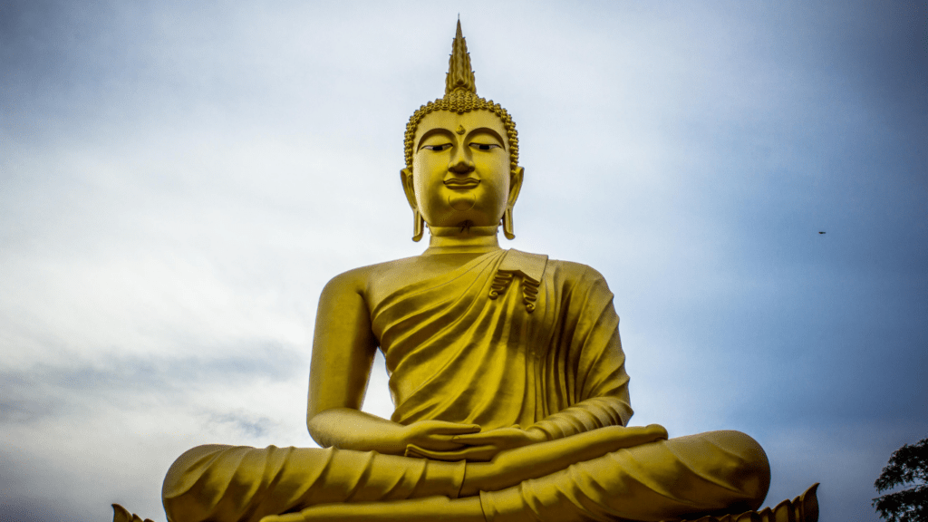 a golden buddha statue