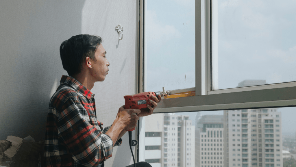 a person repairing the house