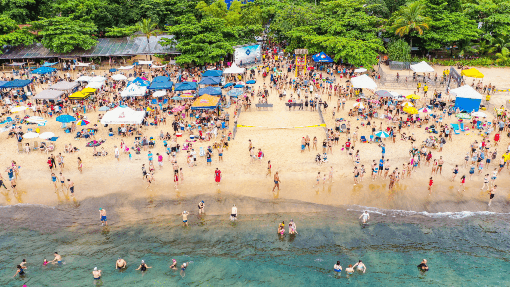 crowds of people on the beach in Miami, Florida